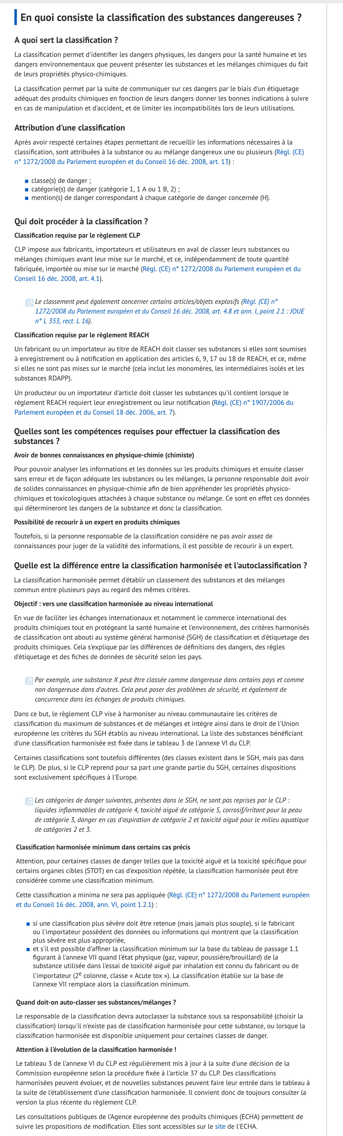 Classer une substance