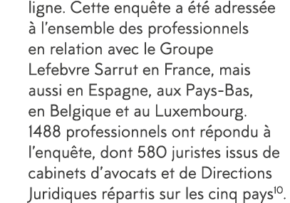 ligne  Cette enqu te a  t  adress e   l ensemble des professionnels en relation avec le Groupe Lefebvre Sarrut en Fra   
