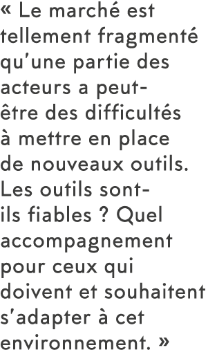   Le march  est tellement fragment  qu une partie des acteurs a peut- tre des difficult s   mettre en place de nouvea   