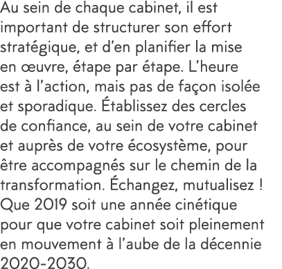 Au sein de chaque cabinet, il est important de structurer son effort strat gique, et d en planifier la mise en  uvre,   