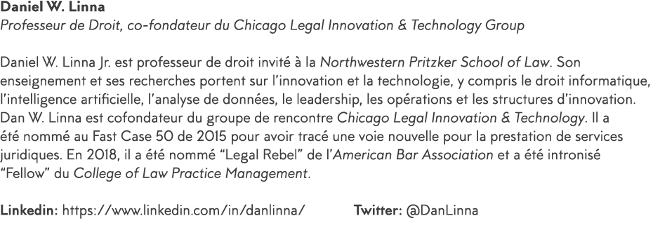Daniel W  Linna Professeur de Droit, co-fondateur du Chicago Legal Innovation & Technology Group Daniel W  Linna Jr     
