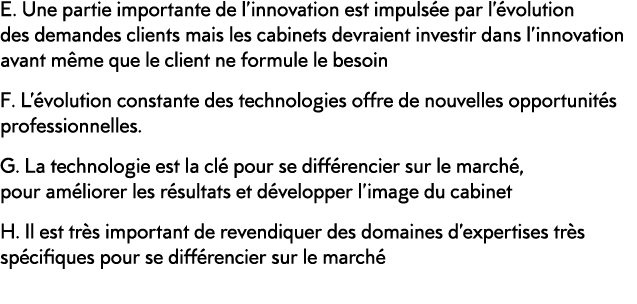 E  Une partie importante de l innovation est impuls e par l  volution des demandes clients mais les cabinets devraien   