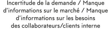 Incertitude de la demande   Manque d informations sur le march    Manque d informations sur les besoins des collabora   