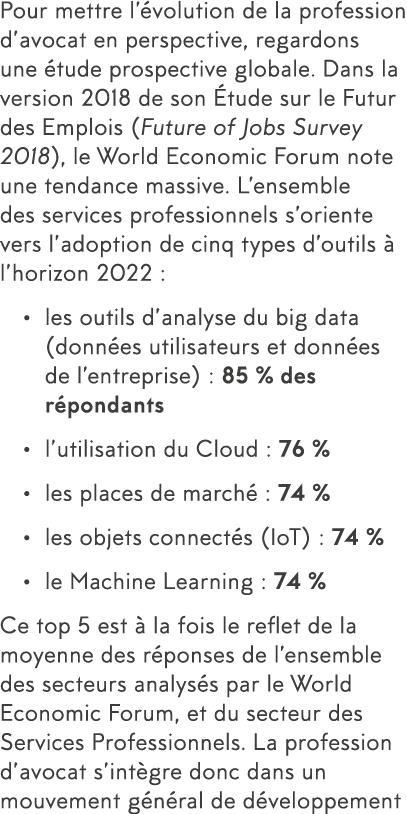 Pour mettre l  volution de la profession d avocat en perspective, regardons une  tude prospective globale  Dans la ve   